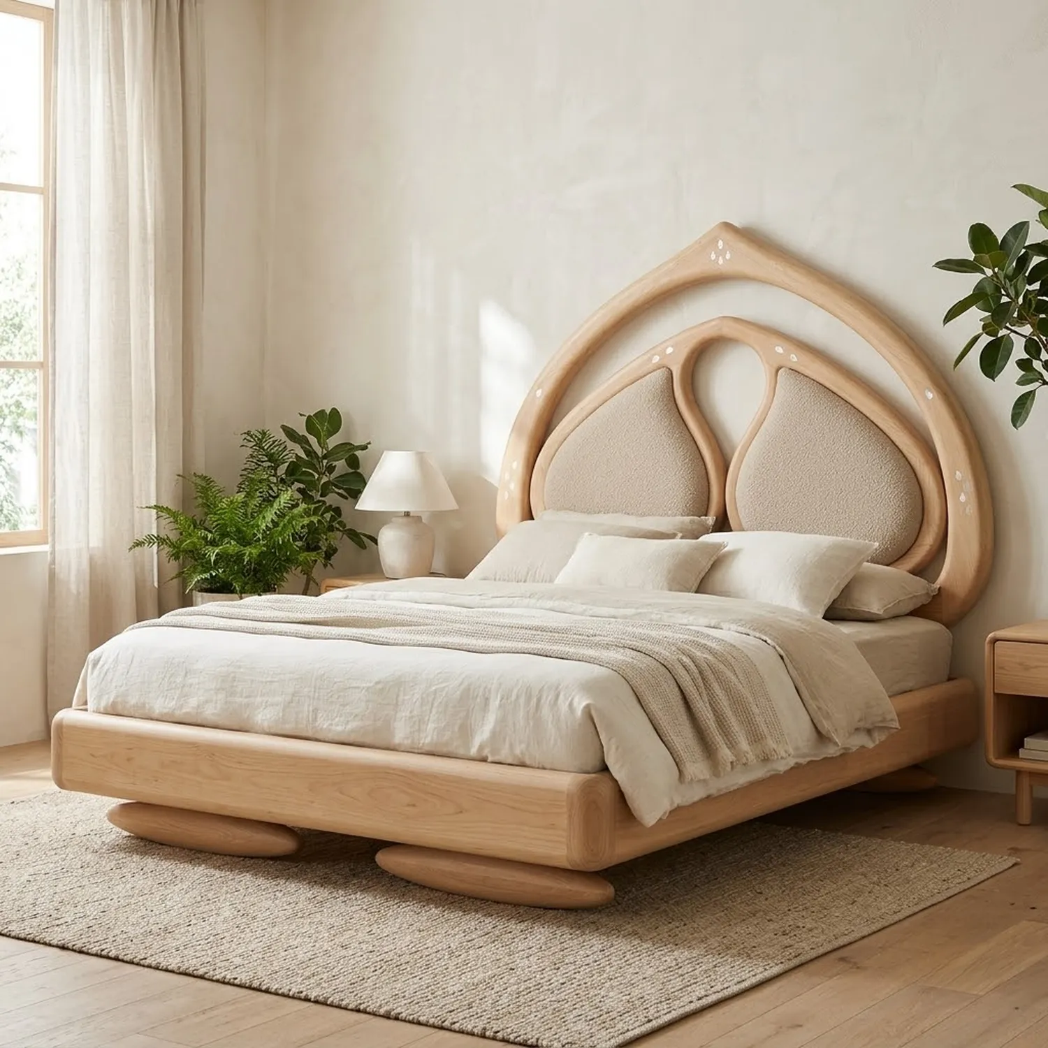 Wood Dewdrop Haven Bed Natural Home Style Unique Artisan Design